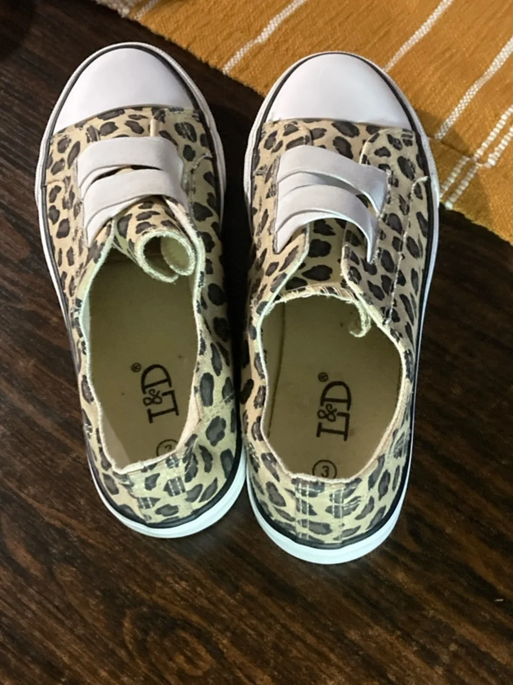 L&B Kids Leopard-Print Slip-On Sneakers in Beige and Black